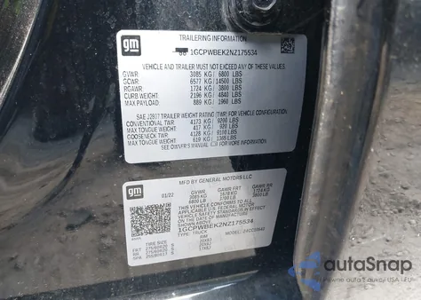 2022 Chevrolet Silverado 1500 Ltd 2Wd Short Bed Custom из США, поврежденный, VIN 1GCPWBEK2NZ175534